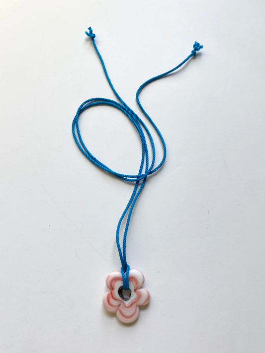 Big Flower Pendant - Coral/Blue