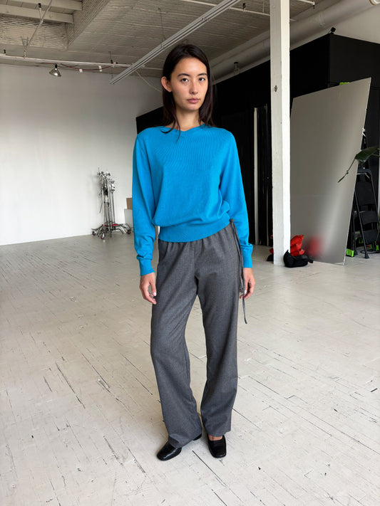 Wool Tie Pants - Grey