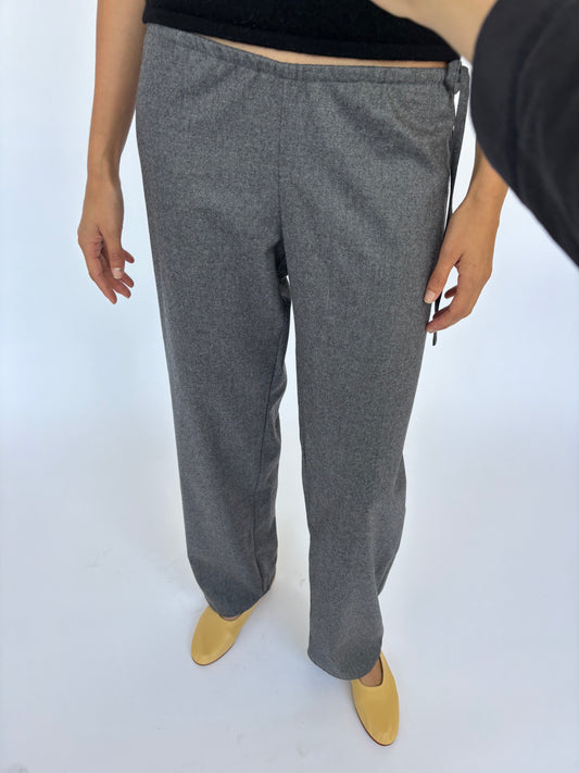Wool Tie Pants - Grey