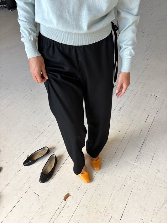 Wool Tie Pants - Black