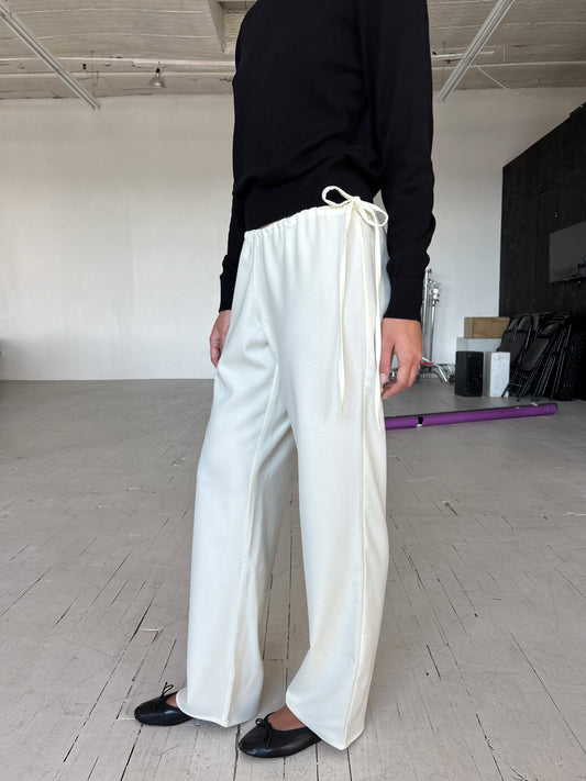 Wool Tie Pants - Cream