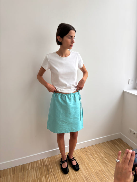 Hai x BC Silk Straight Skirt - Aqua