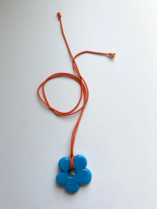 XL Flower Pendant - Turquoise/Orange
