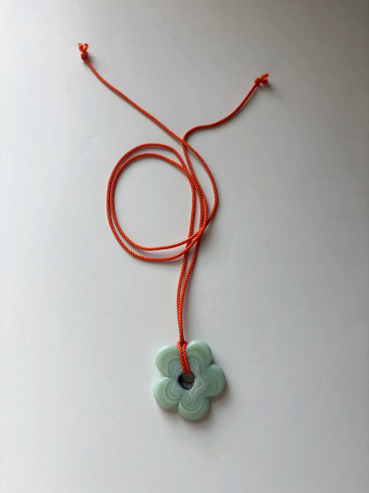 Bigger Flower Pendant - Orange/Green