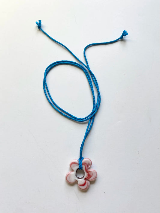 Big Flower Pendant - Coral/Blue