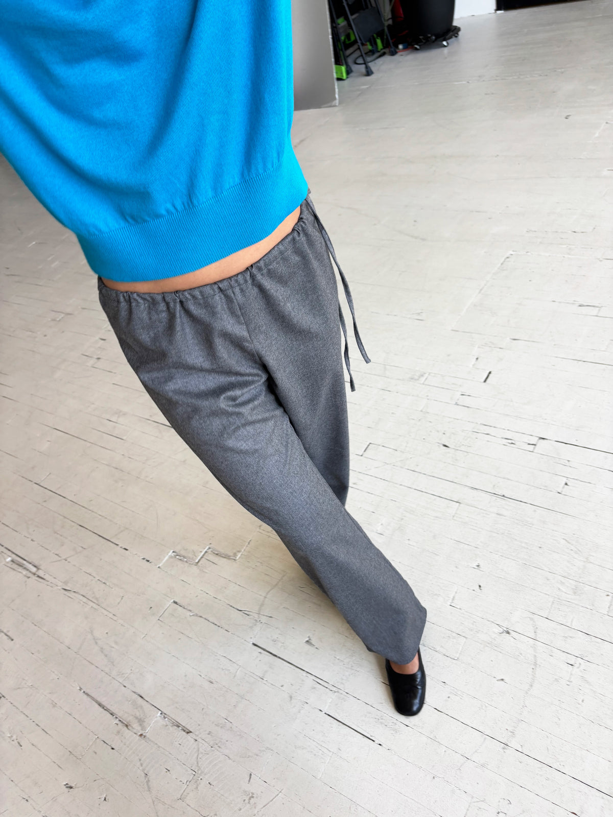 Wool Tie Pants - Grey