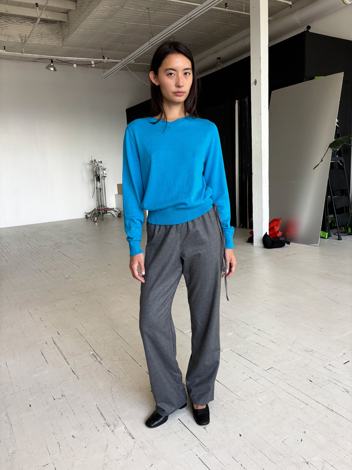 Wool Tie Pants - Grey