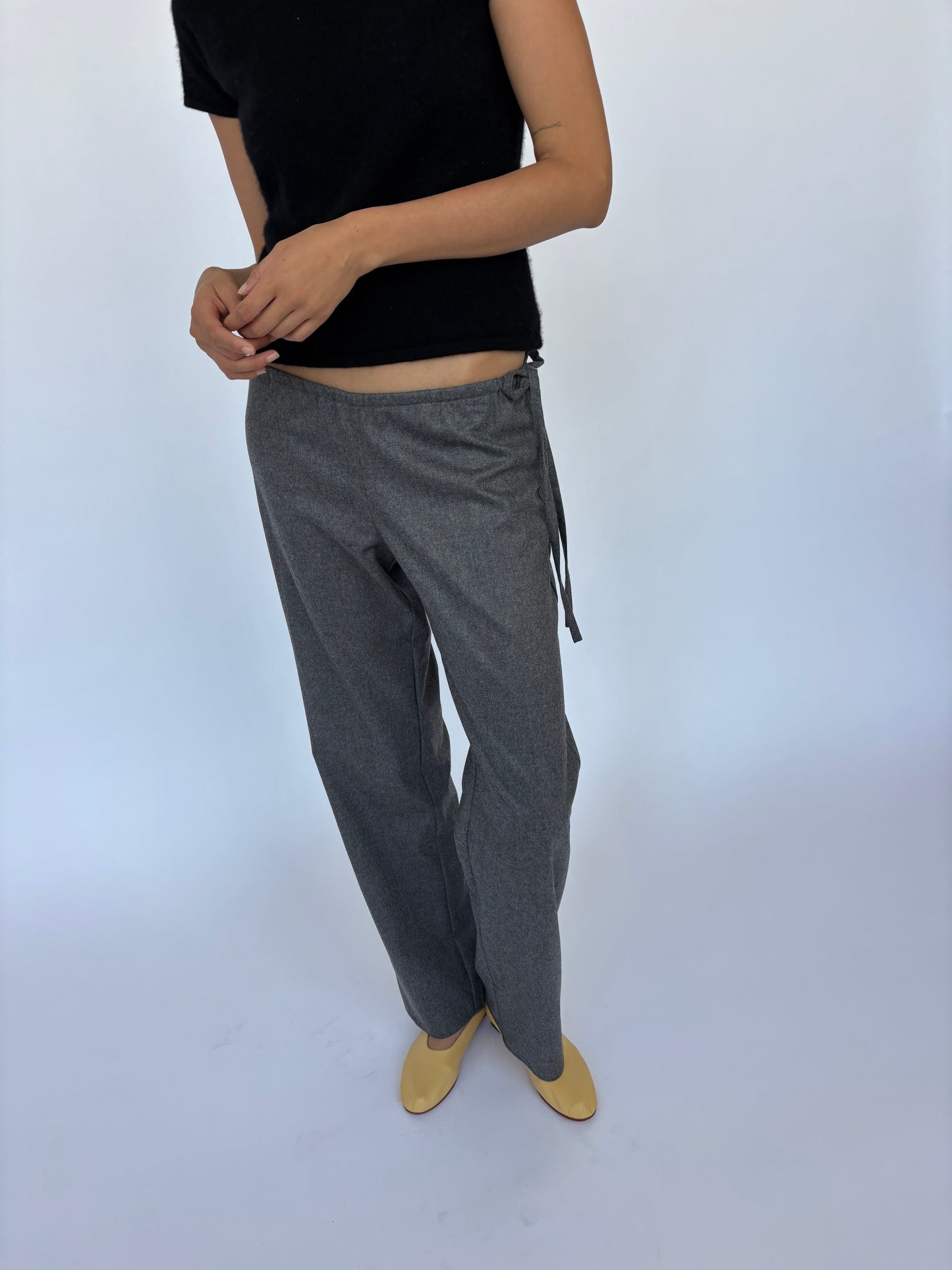 Wool Tie Pants - Grey