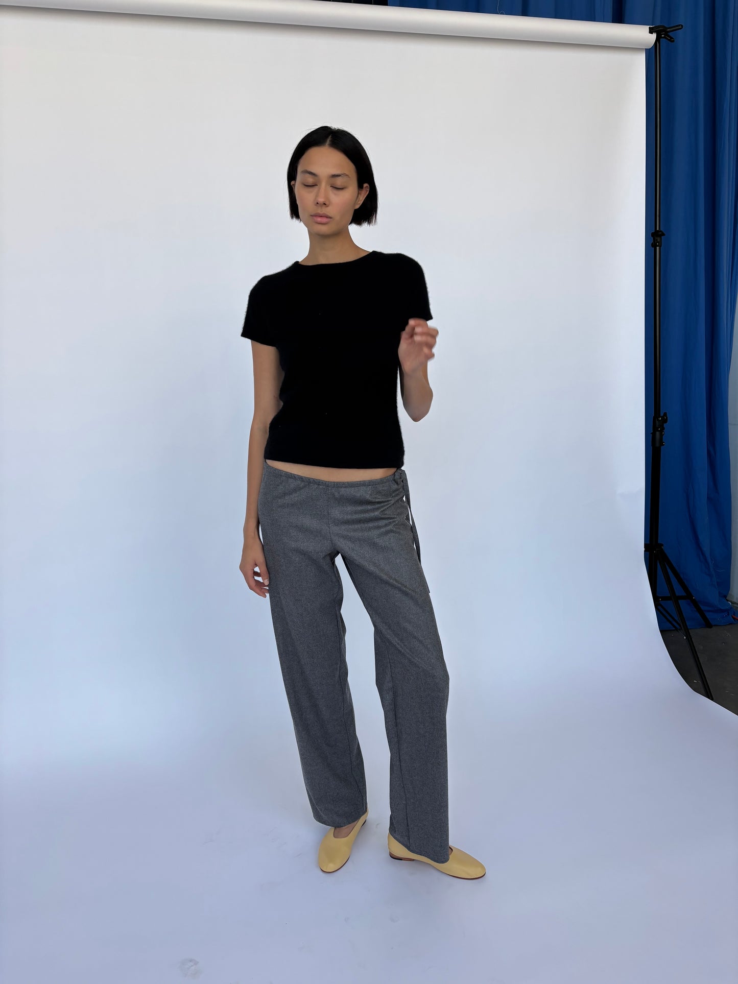 Wool Tie Pants - Grey