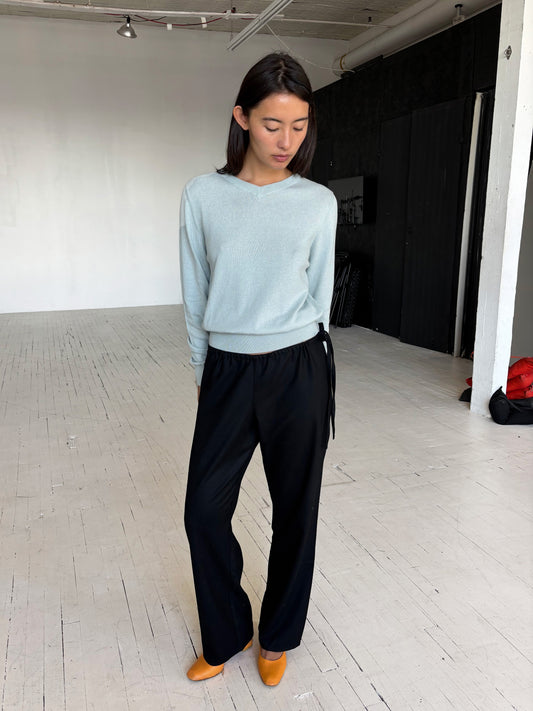 Wool Tie Pants - Black