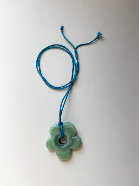 XL Flower Pendant - Wavy Green/Blue