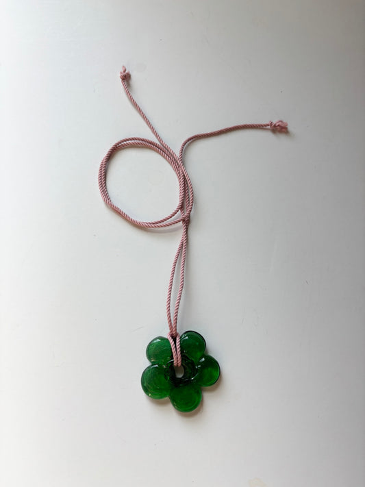 Big Flower Pendant - Pink/Green