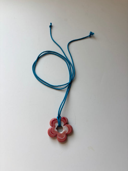 Bigger Flower Pendant - Wavy Coral/Blue