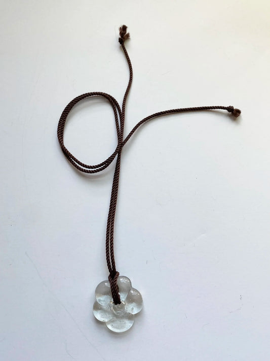 Big Flower Pendant - Brown/Crystal
