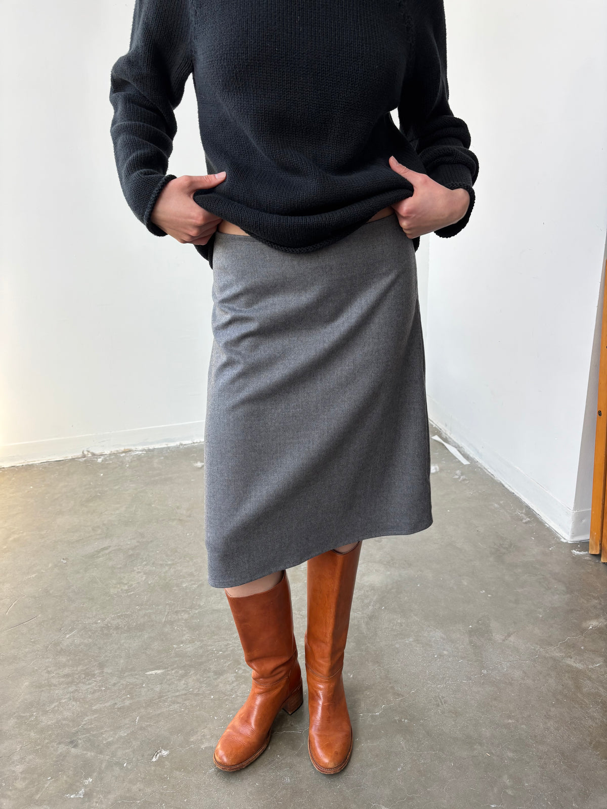 A–Line Wool Skirt - Grey