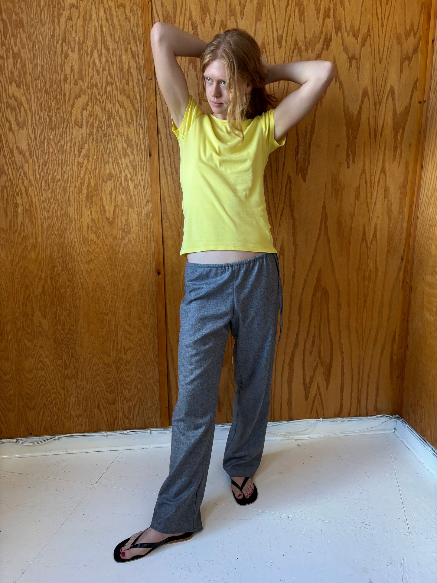 Wool Tie Pants - Grey