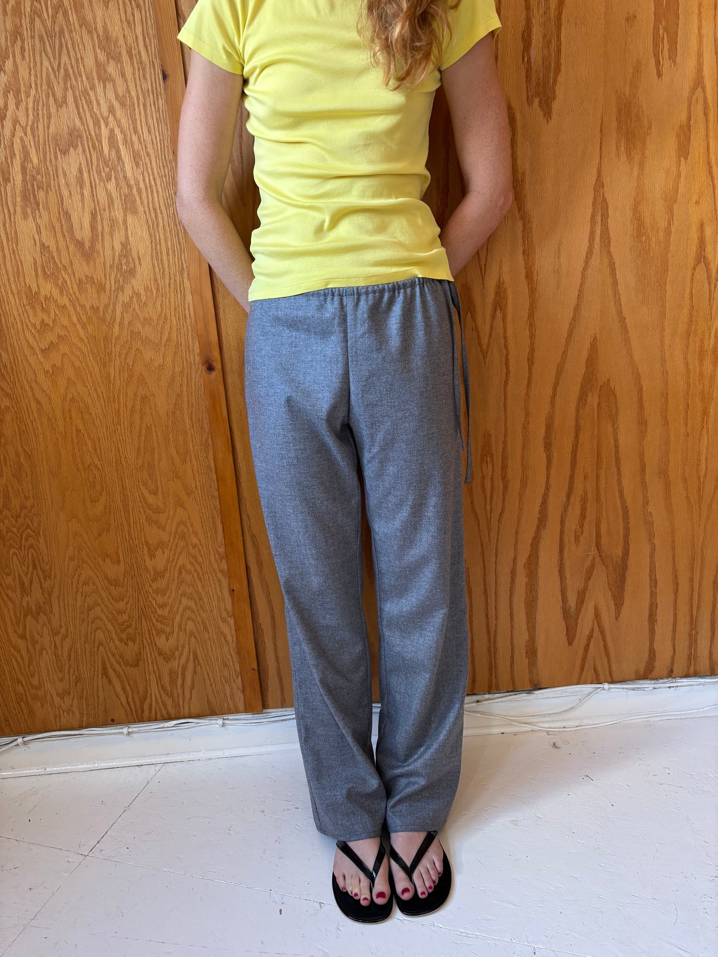 Wool Tie Pants - Grey