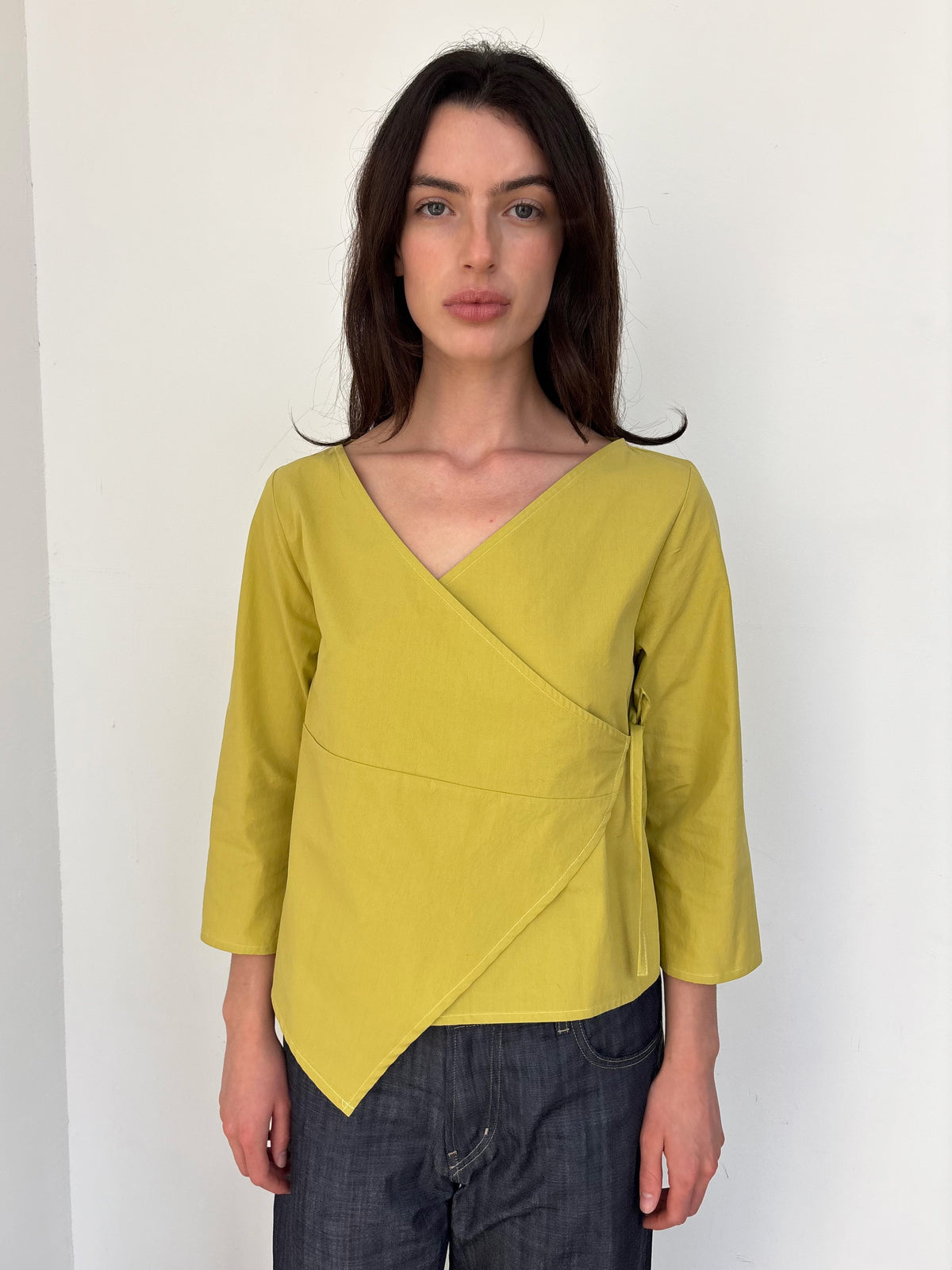 3/4 Sleeve Wrap Top - Yellow