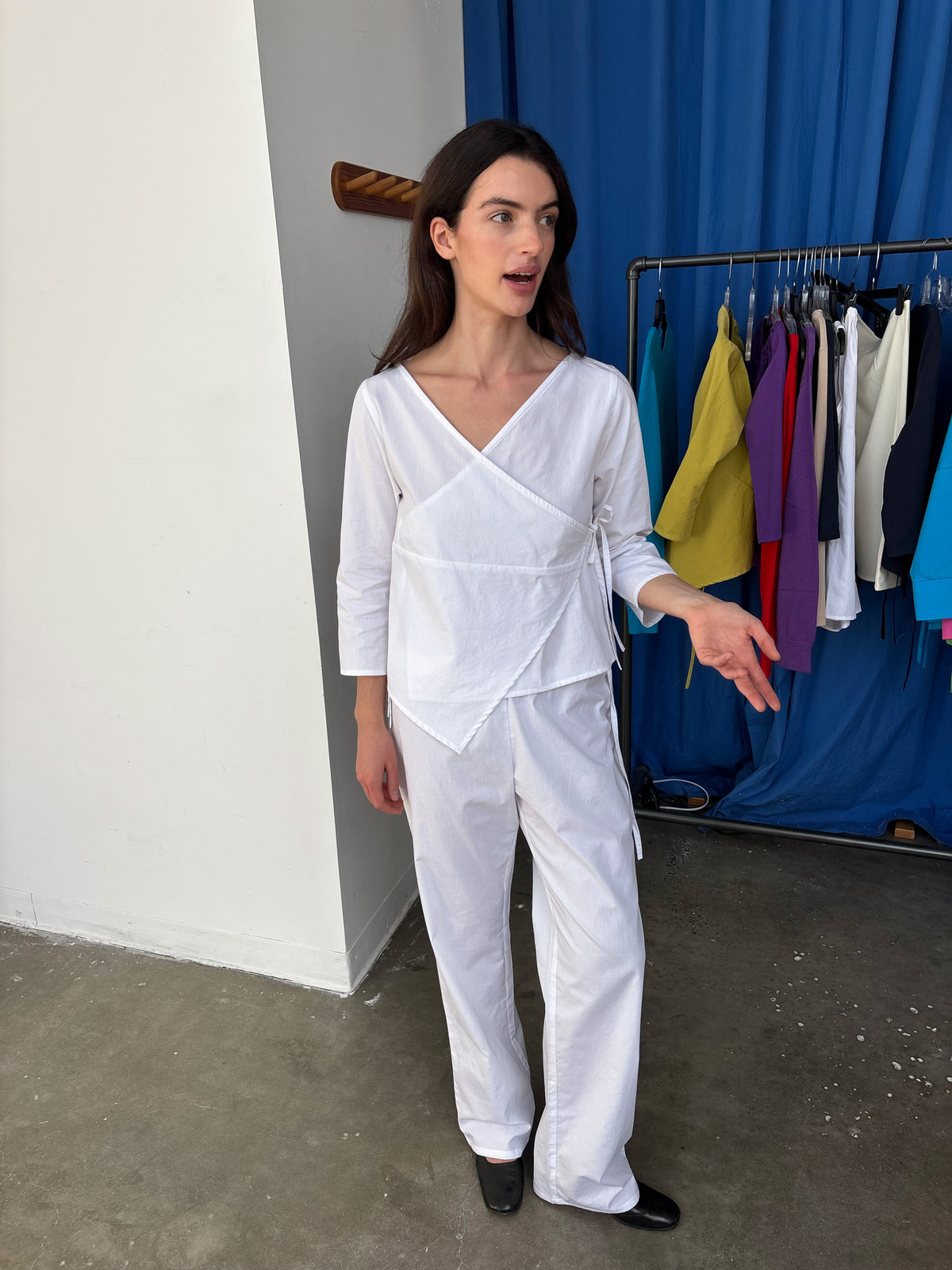 3/4 Sleeve Wrap Top - White